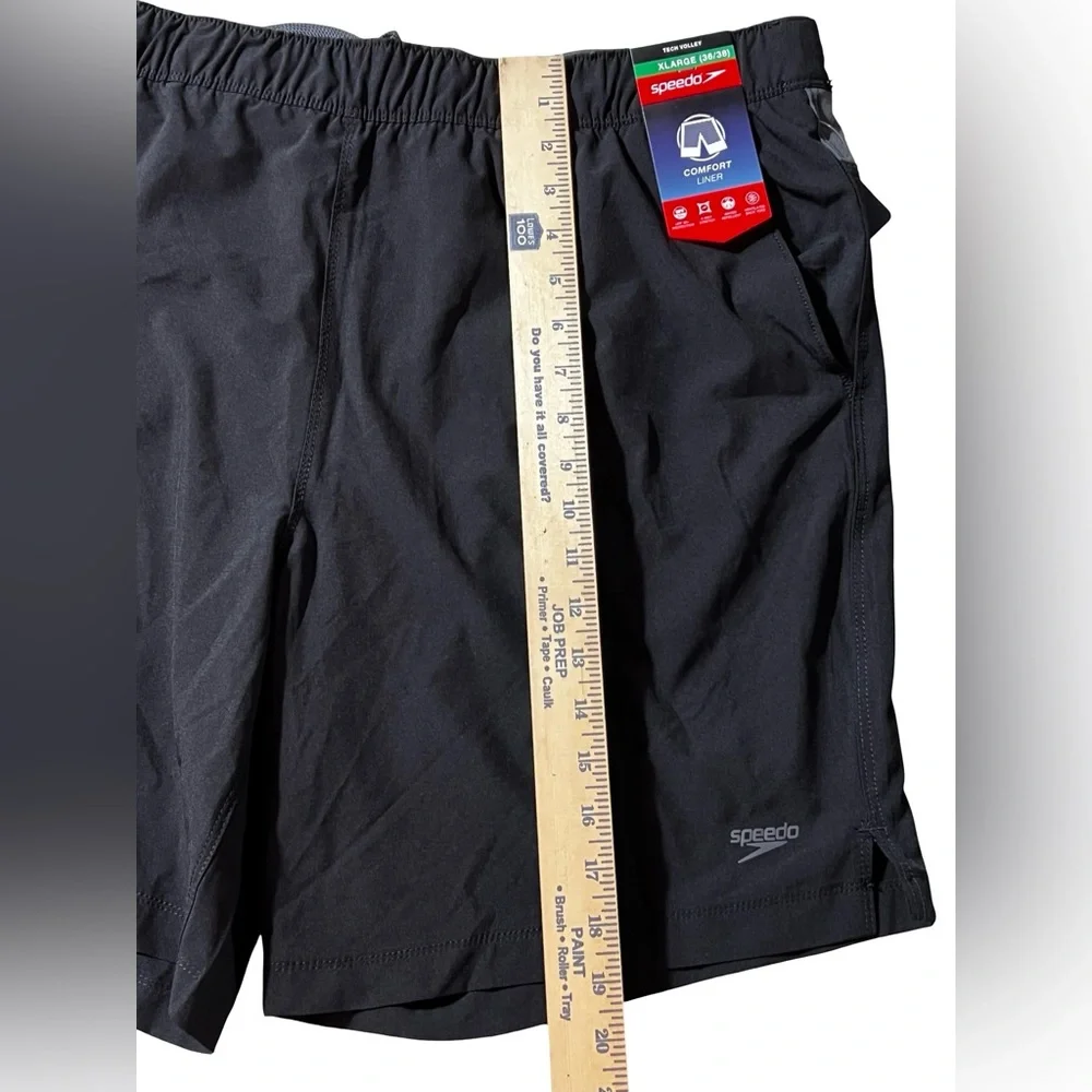 Speedo Tech Volley black Swim Trunks men’s XL 36-38 4-Way Stretch Comfort‎ Liner